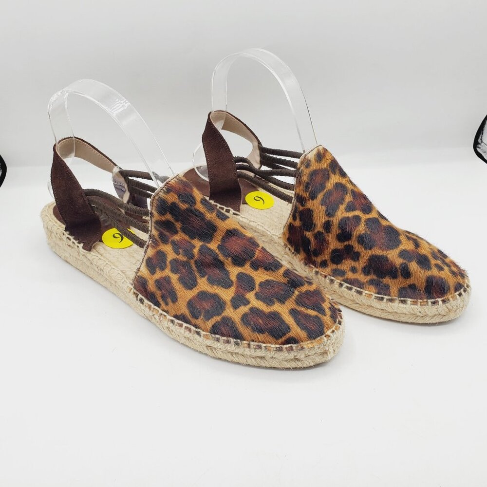 NWT PICON HANDMADE LEATHER and DYED LEOPARD PONY HAIR ESPADRILLES SANDALS